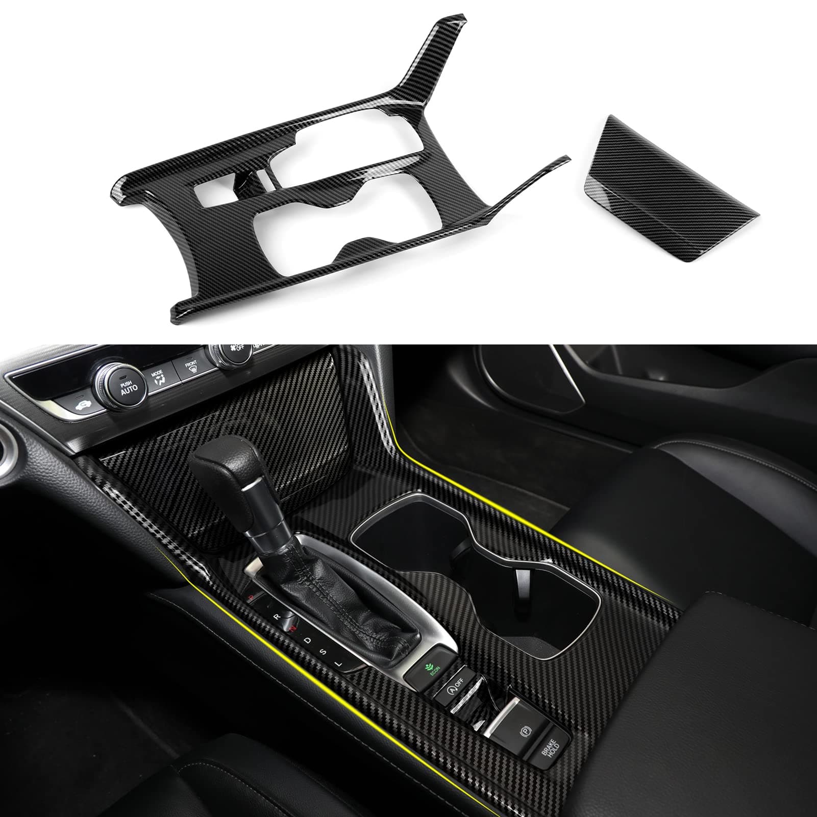 Gas Version Gear Shift Panel Decals for Honda Accord 2018 2019 2020 2021 2022 10th Gen Accessories ABS Carbon Fiber Interior Stickers