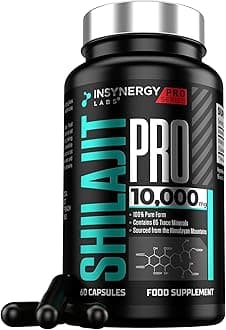 Shilajit Capsules, Shilajit Pro – Ultra Premium Grade Shilajit 10,000MG Organic Himalayan Shilajit, 60 Vegan Shilajit Resin Capsules Energy, Immune Support