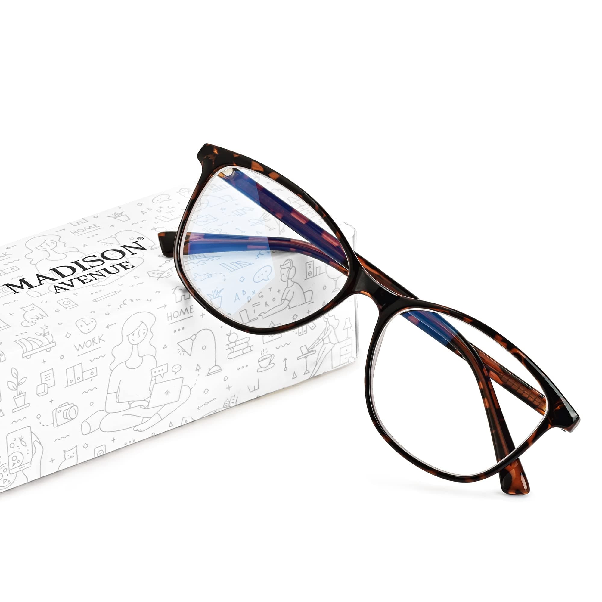 Madison Avenue Blue Light Blocking Glasses Lightweight Computer Game Eyeglass,Anti Eyestrain & UV Glare