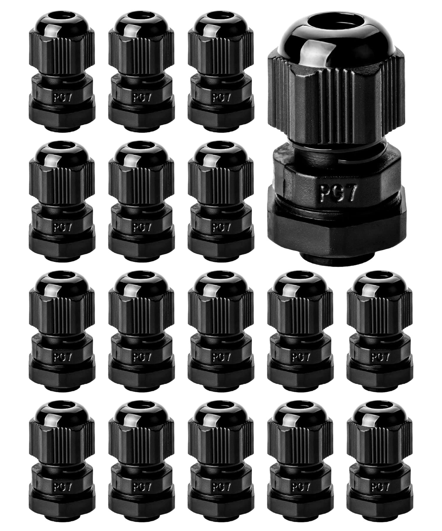 Bates Choice - Cable Gland, PG7, 20 Pack, 3-6.5 mm, Nylon Strain Relief Cord Connector, Cord Grip, Watertight Cord Connector, Cable Glands Waterproof, Weatherproof Cord Connector