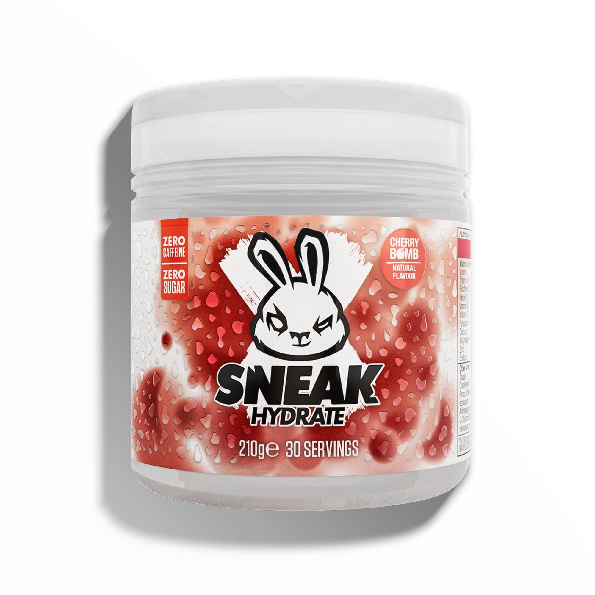 SNEAK Hydrate | Cherry Bomb | Coconut Water with Electrolytes, Zero Caffeine, Zero Sugar, Natural Flavours & Colours, Ashwagandha KSM-66 | 30 Servings
