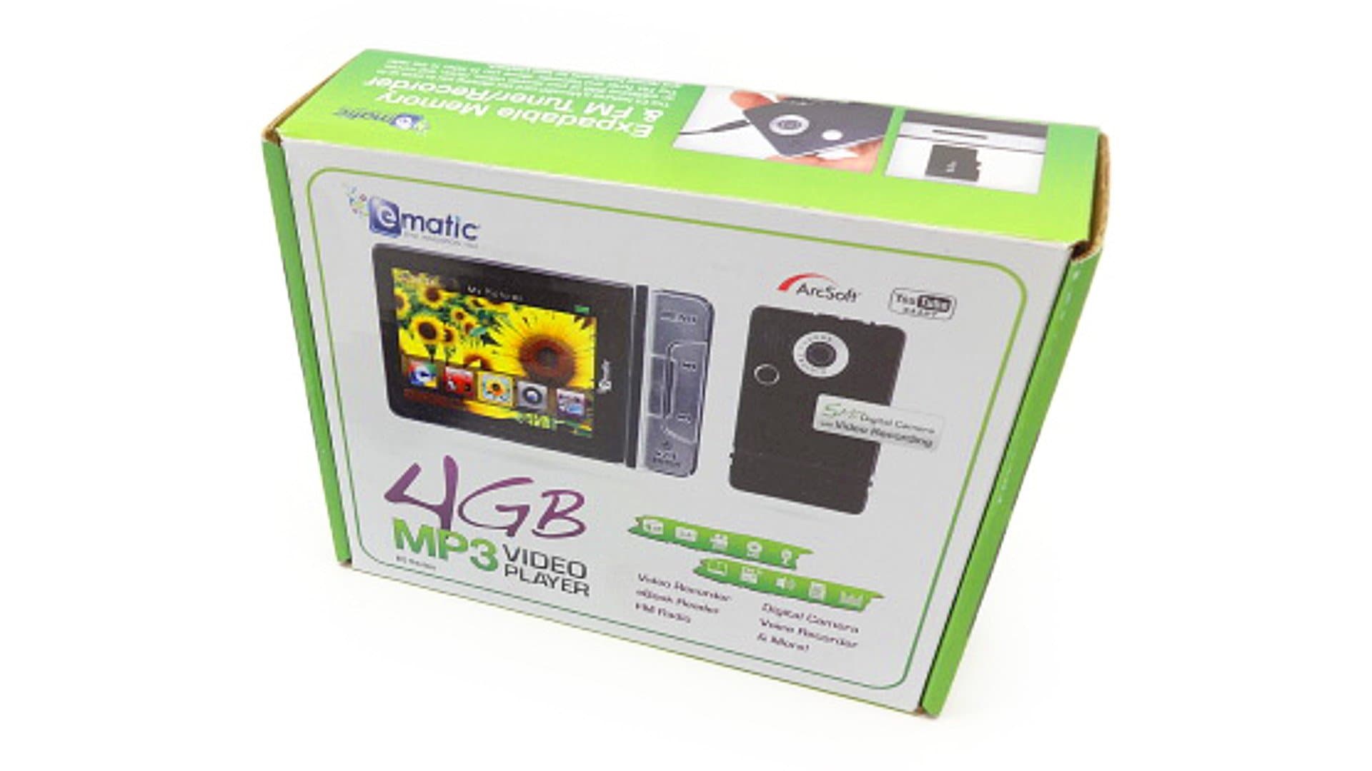 Ematic 4 GB Video MP3 Player with 2.4-Inch Screen, Built-in 5MP Digital Video Camera, FM Radio, TV Out, and Speaker (Black)