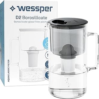 D2 Borosilicate Black Glass Water Filter Pitcher Crystal Clear Hydration 8-Cup Capacity | 2in1 Water Purifier Pitcher and Stylish Water Carafe | Efficient Filtration for Pure, Refreshing Water