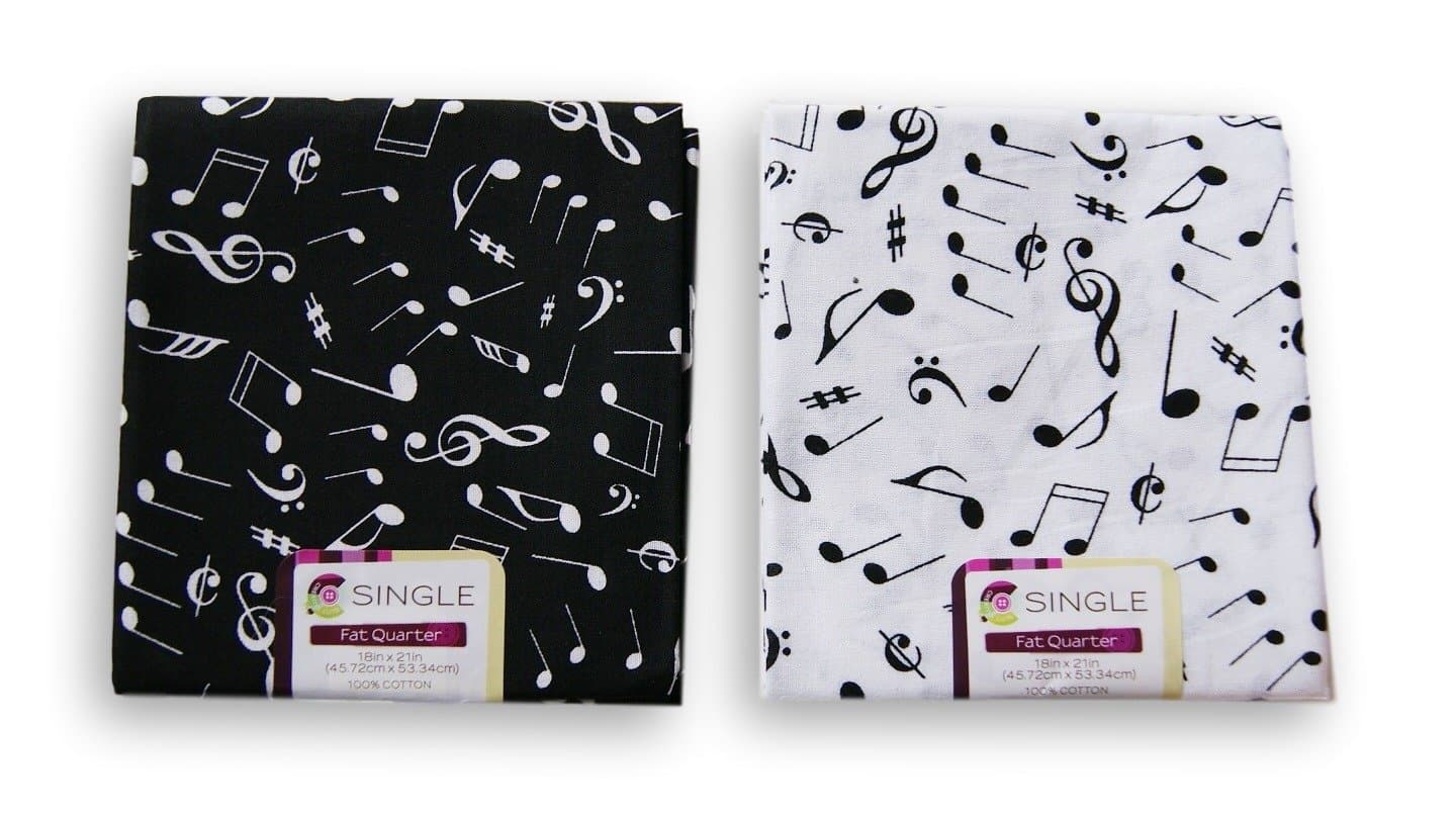 Music Notes Fat Quarters Bundle - Black and White Pattern Theme