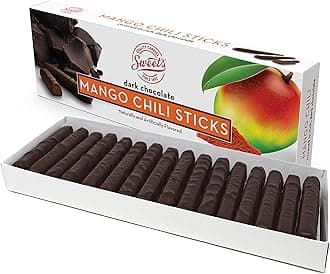 Sweet Candy Company Dark Chocolate Mango Chili Sticks - Gourmet Chocolate Covered Sticks, Chocolate Fruit Flavored Sticks, Gift Idea for Holidays, Gluten Free, Kosher - 10.5 oz Box