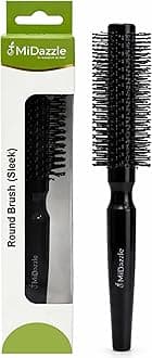 Midazzle Premium Round Hair Brush | Styling, Detangling and Grooming Hair Bursh for Men and Women | Straightens & Detangles Curly Hairs | Reduces Hair Breakage and Promotes Hair Growth | Best Hair Brush for All Hair Types (MIHB0040)