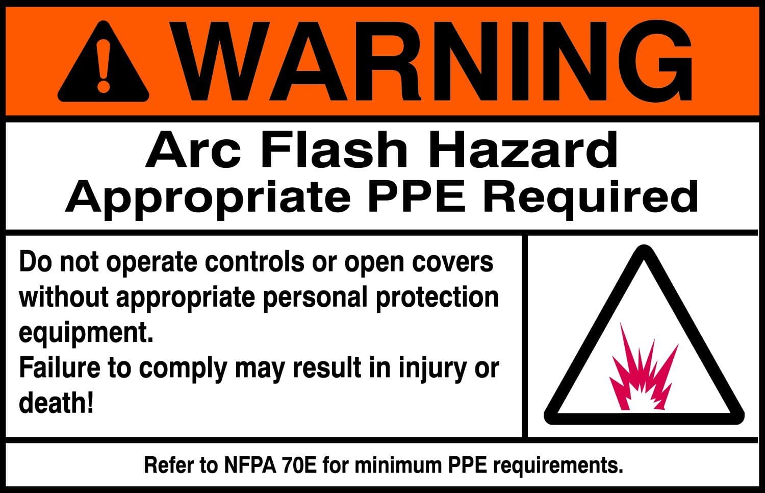 Brady 101950 3.5" Height, 5" Width, B-302 High Performance Polyester, Black And Orange On White Color Arc Flash And Shock Label (Pack Of 5)