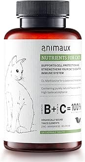 animaux® - All Natural Cat Vitamin Zinc, Manganese and Serene Supports Cat Nutrients Immune System and Cell Protection | Skin & Coat 120 Chewable Tablets