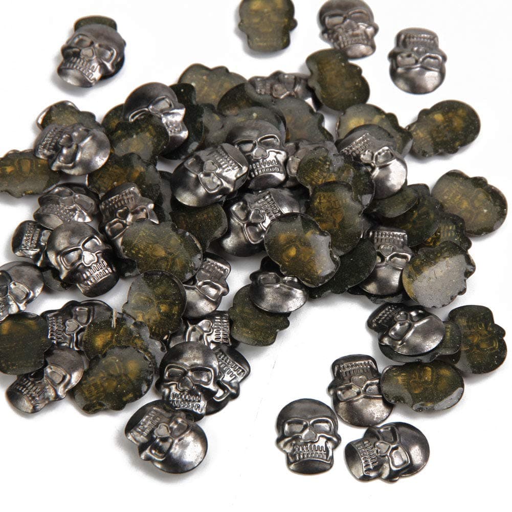 BEADSLANDHotfix Skull Studs,12mmx16mm Flat Back Iron On Skull Flatback Glue 100pcs (Gun Gray)