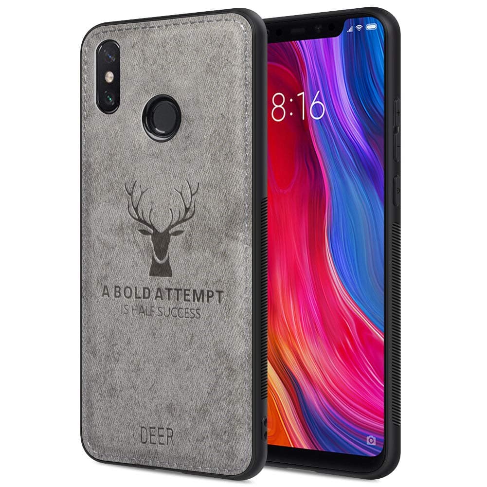 Case for Xiaomi Mi 8 with Deer Pattern Inspirational Shockproof Anti-Fall TPU Soft Edge and Fabric Back Cover Compatible Xiaomi Mi 8 Waterproof Case Dirt-Proof Anti-Hand Sweat Anti-Fingerprint