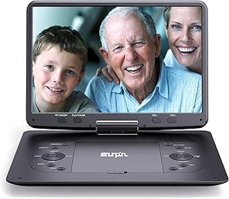 16.9''Portable DVD Player with 14.1''HD Large Screen, 5 Hours Rechargeable Battery, Kids DVD Players for Car Travel, USB/SD Card/Sync TV and Multiple Disc Formats, Black