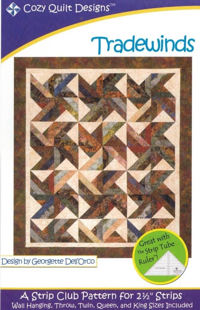 Trade Winds Tradewinds Quilt Pattern, Jelly Roll 2.5 Inch Strip Friendly, 5 Finished Size Options Cozy Quilt Designs