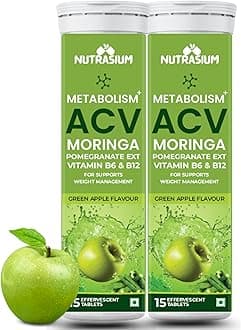Nutrasium ACV Moringa Metabolism Plus | For Supports Weight Loss, Control Cravings, Convert Fat Into Energy, Boost Energy & Immunity | 30 Effervescent Tablets