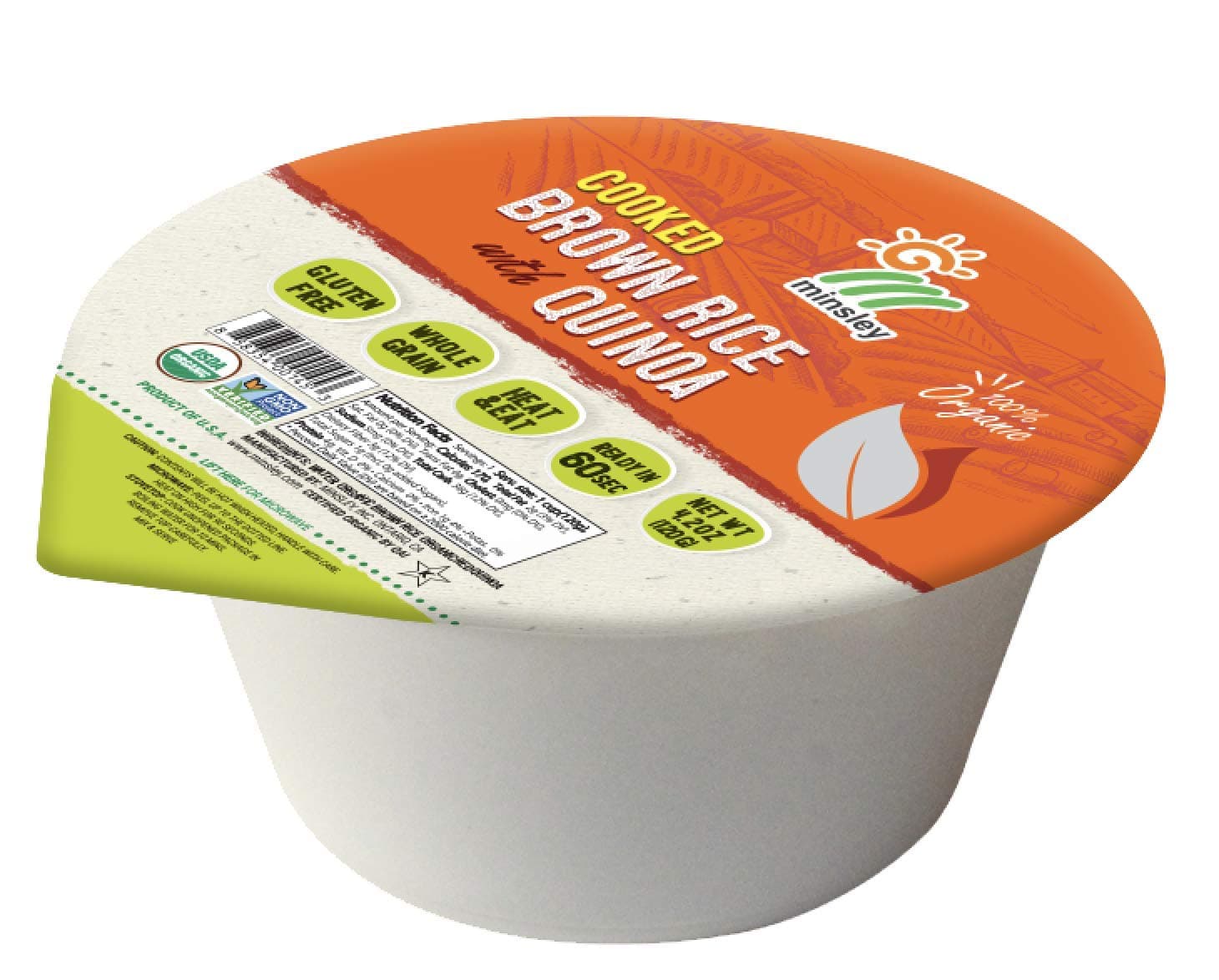Minsley Organic Cooked Brown Rice with Quinoa Cup, 4.2 Ounce (Pack of 12)