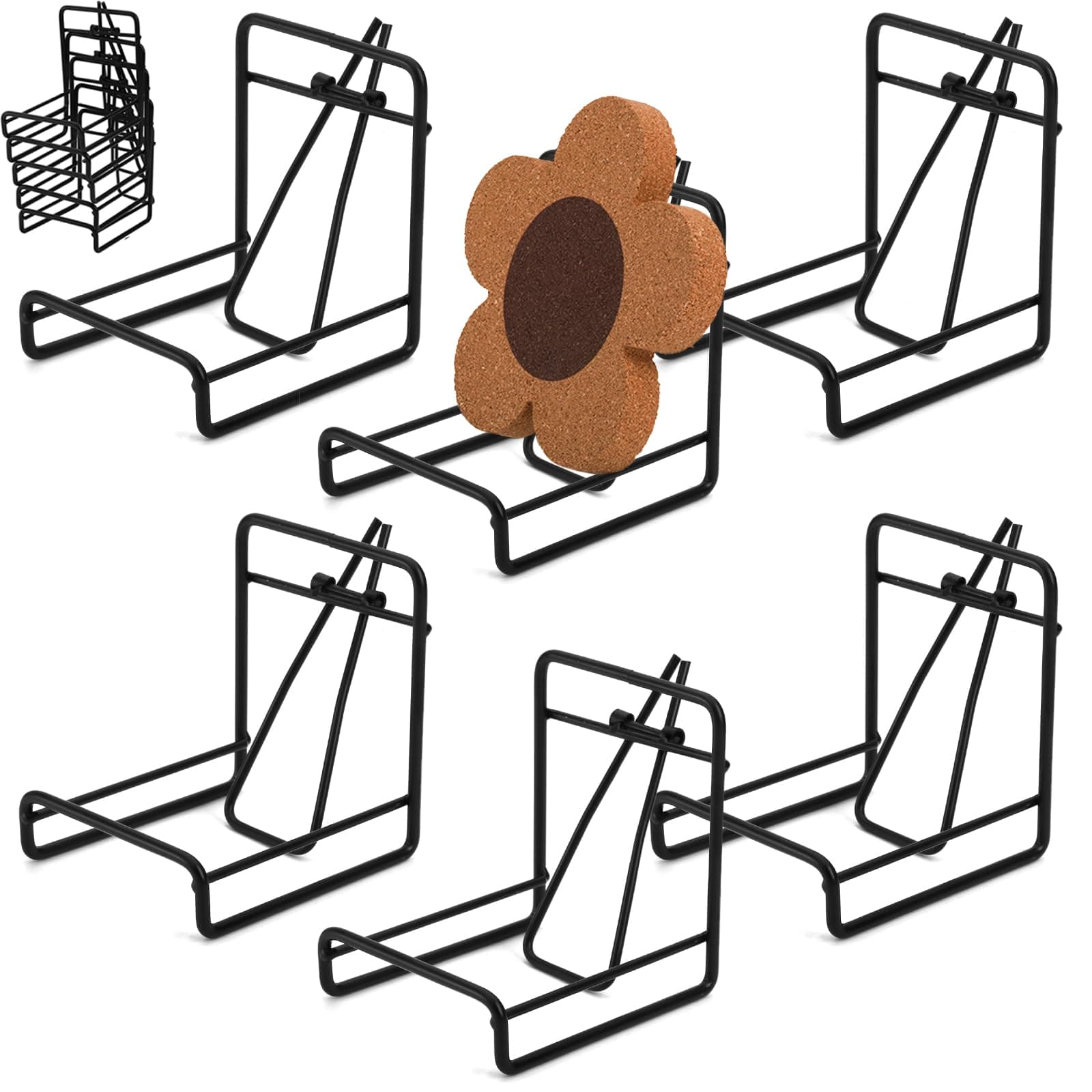 SOUJOY 6 Pack Metal Coaster Holders, Coaster Stands for Both Round and Square Coasters, Minimalist Holder Caddy, Easy Storage and Removal, Hold Up to 6 Coasters