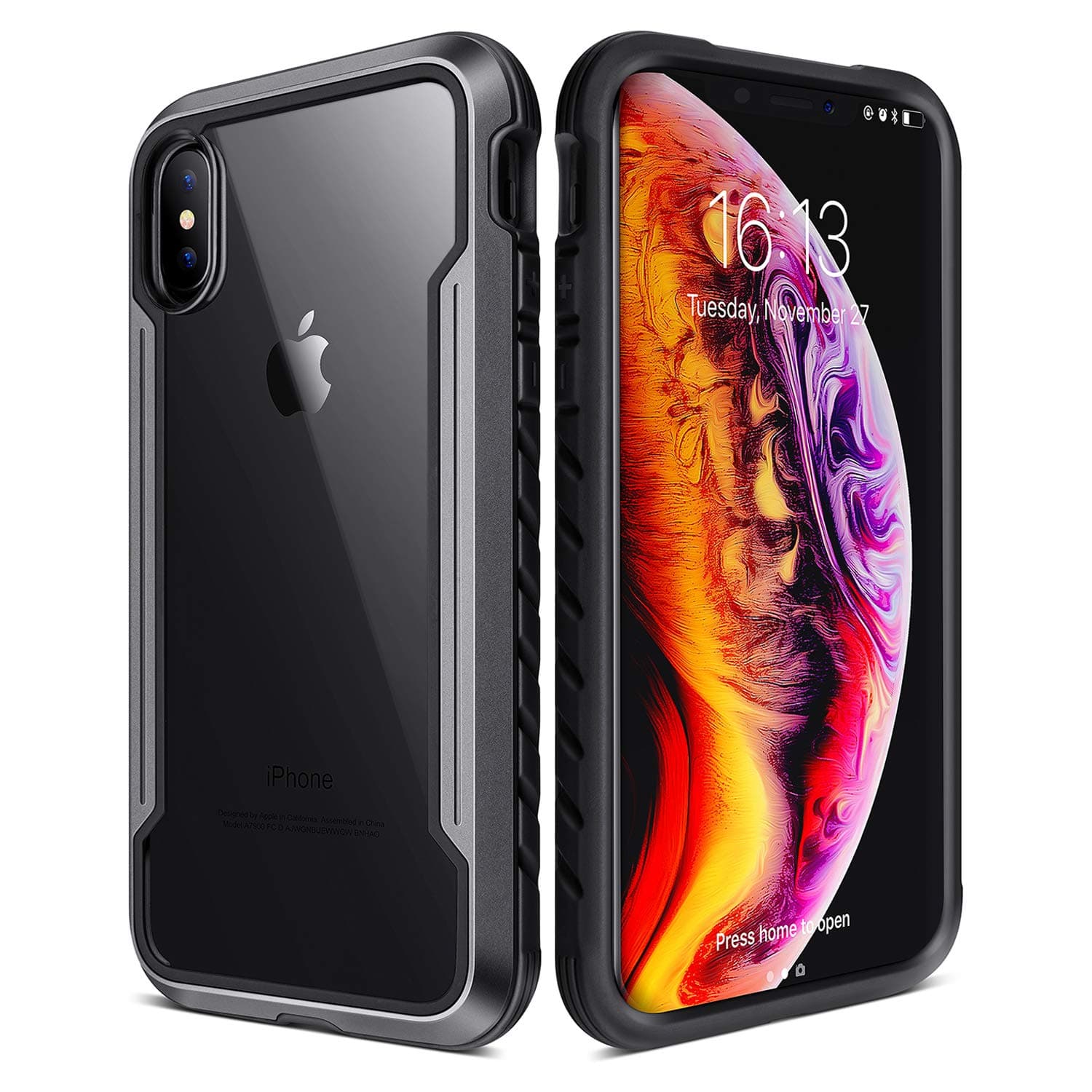 iPhone X & iPhone Xs Case, XchuangX Defender iPhone Case Anodized Aluminum, TPU, Clear PC, Military Grade Machined Metal Protective Case for Apple iPhone Xs, iPhone X, iPhone 10 (Black)