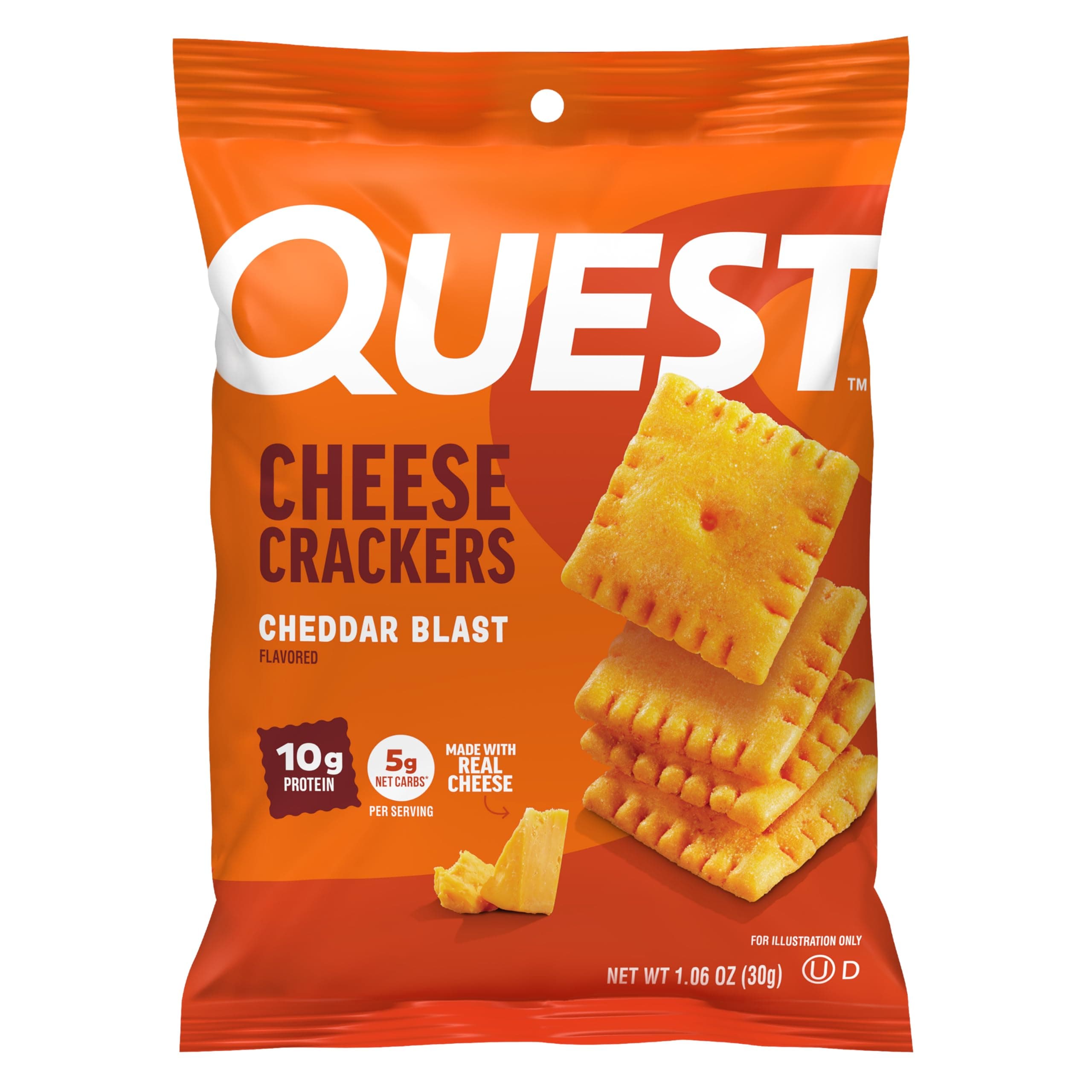 Nutrition Cheese Crackers, Cheddar Blast, High Protein, Low Carb, Made with Real Cheese, 12 Count (1.06 oz bags)
