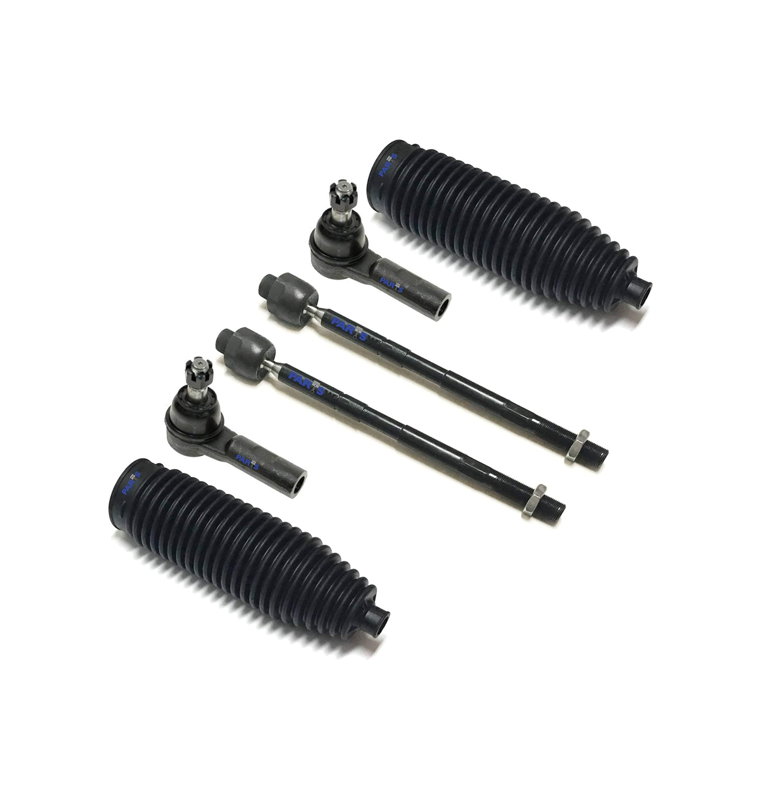 PartsW 6 Pc Steering Kit for Dodge Ram 1500 and Ram 1500 / Inner and Outer Tie Rod End, Rack & Pinion Bellow Boots