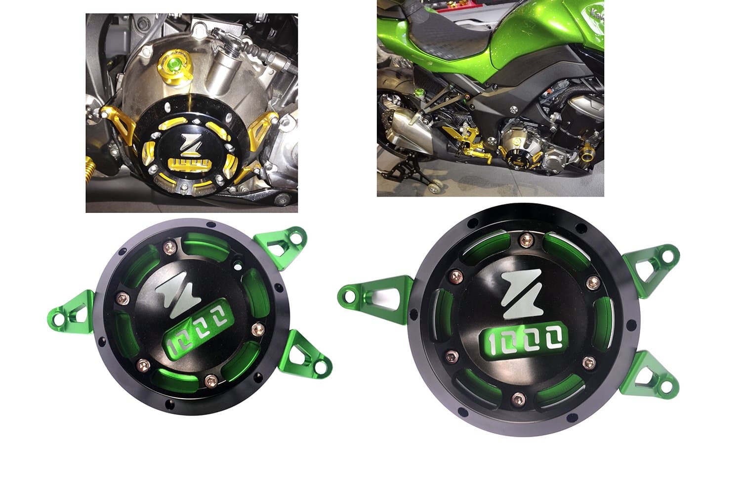Motorcycle CNC Engine Stator Cover Left&Right Crash Slider Guard For KAWASAKI Z1000 2010-2016 Z1000SX 2011-2015 (Green)