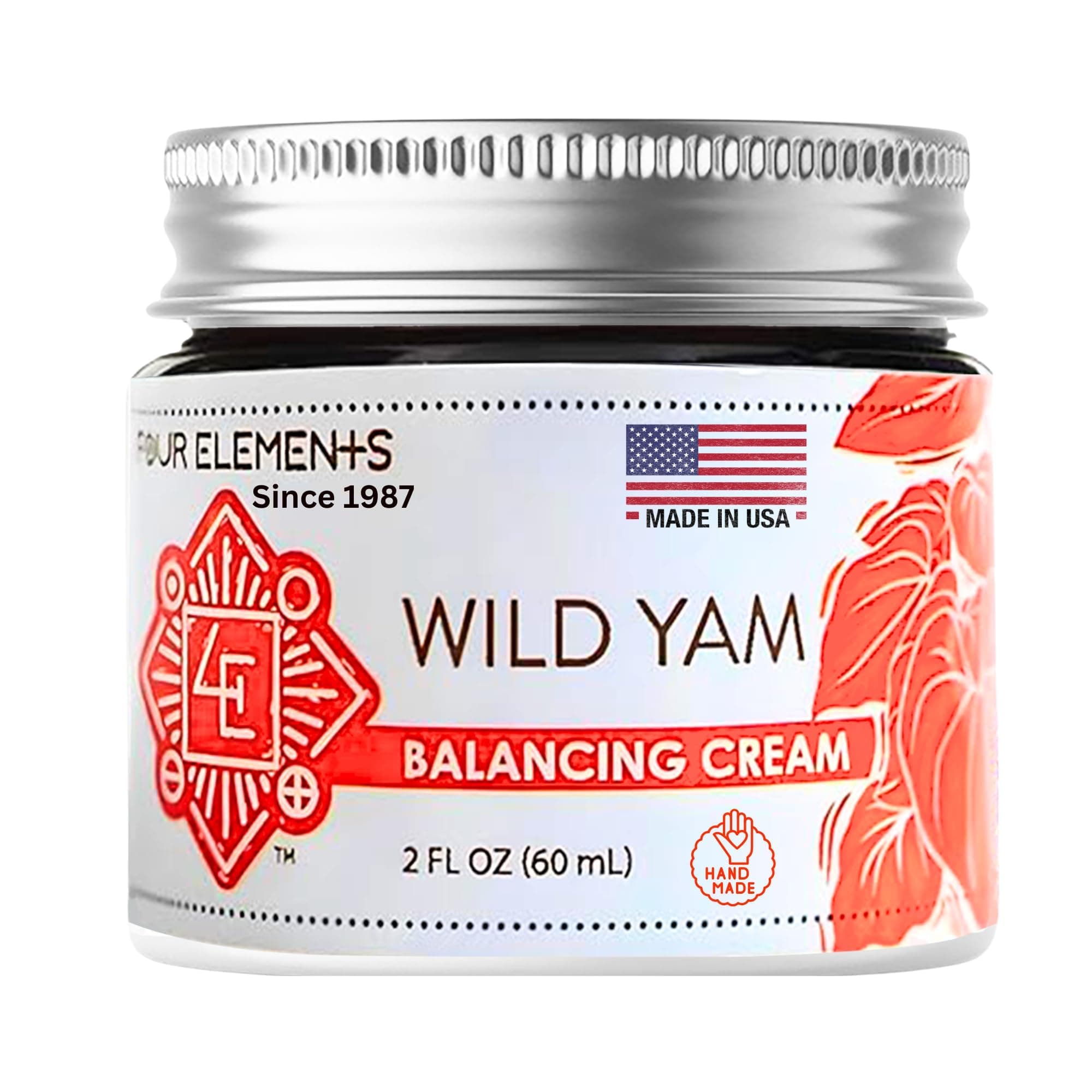 Four Elements 4E Wild Yam Balancing Cream, 2 OZ - 1st Place Winner at the 2023 International Herb Symposium for Creams and Salves! Proudly Farmed, Crafted and Packaged in WI, USA.