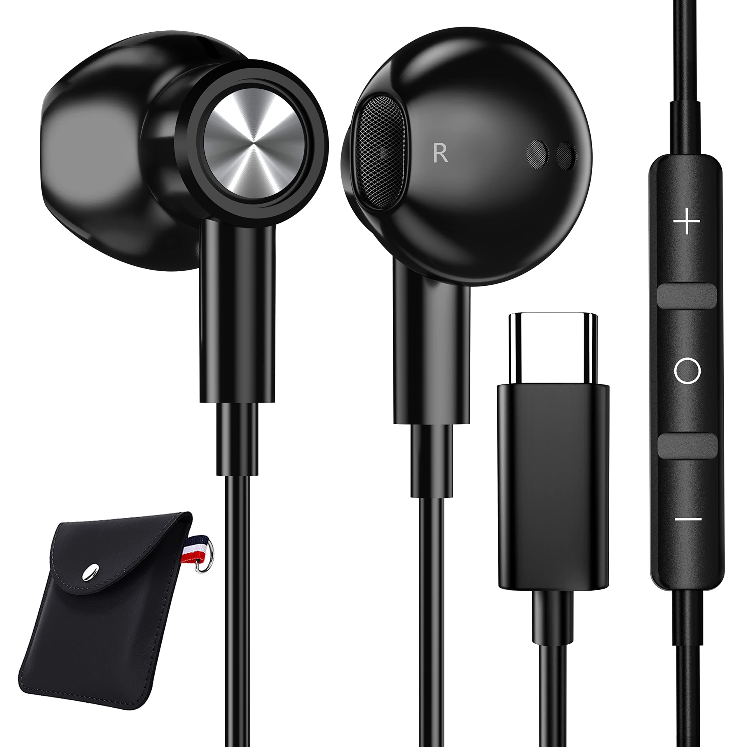 USB C Headphones for iPhone 15 Pro Max, Wired Earbuds Magnetic with Microphone Noise Isolation Stereo in-Ear Earphones for Samsung S24 Ultra S23 S21 FE A55 A54 OnePlus 12R Google Pixel 8a
