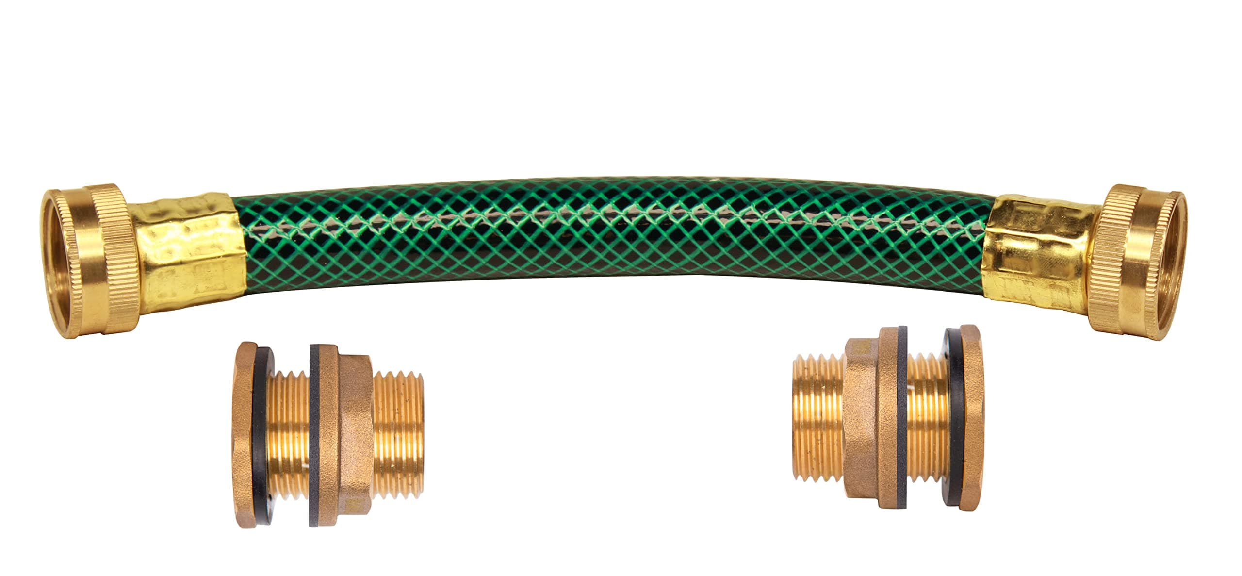 RAINPAL Rain Barrel Linking/Link/Connector Kit (Two Brass Bulkhead Tank Fittings and One Hose) (RBL020)