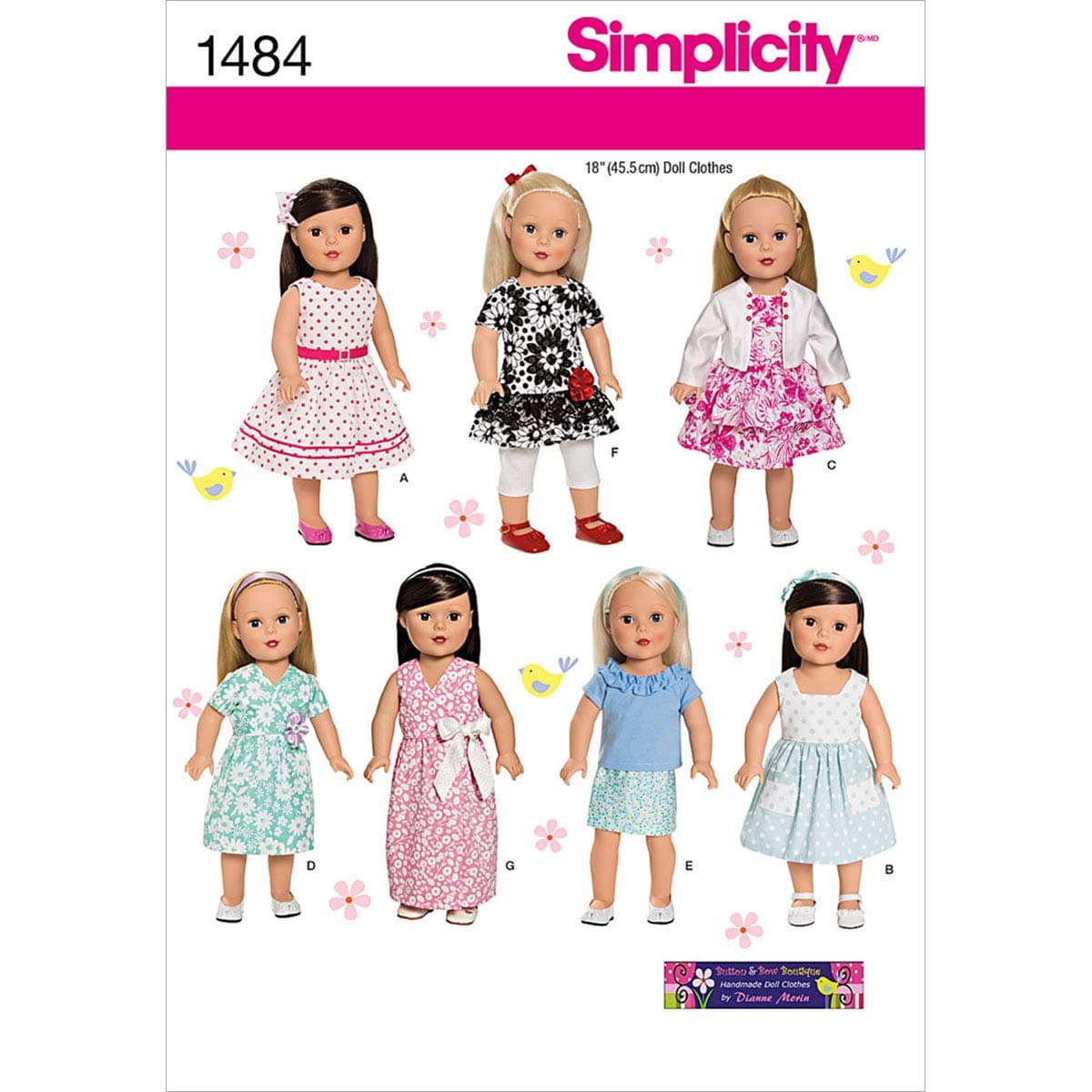 Simplicity sewing pattern 1484: 18" Doll Clothes, Paper, Multicoloured, OS (ONE SIZE)