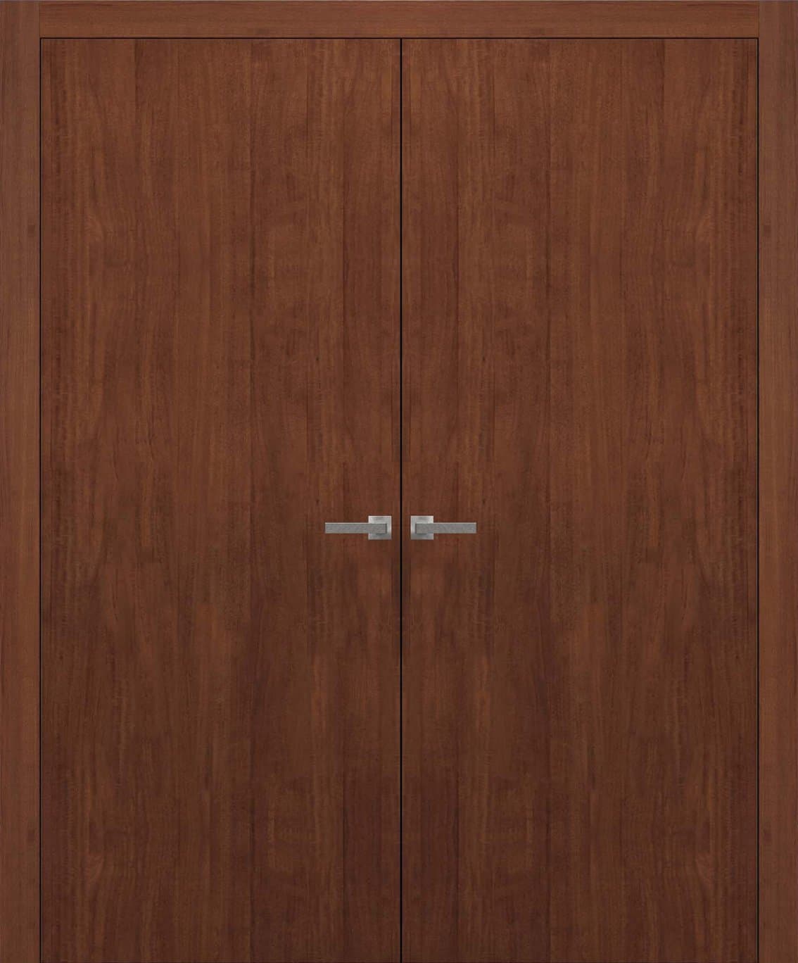Closet Double Doors 60 x 80 | Planum 0010 Walnut Modena | Frames Trims Levers | Modern Design Prehung Wardrobe Solid Wood Doors