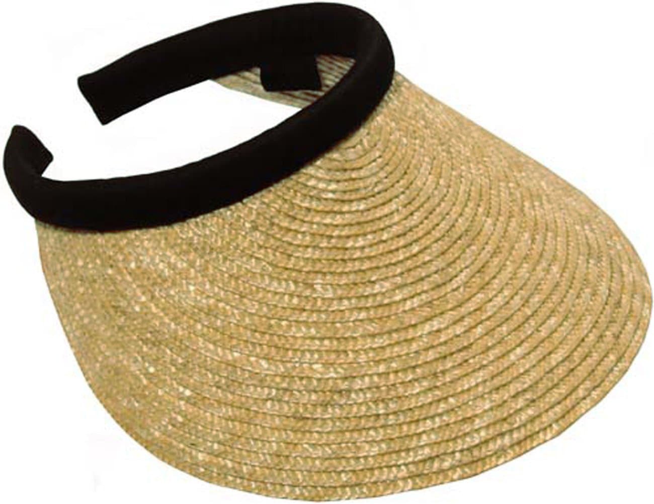 Natural Straw Clip On Visor, Natural/Black