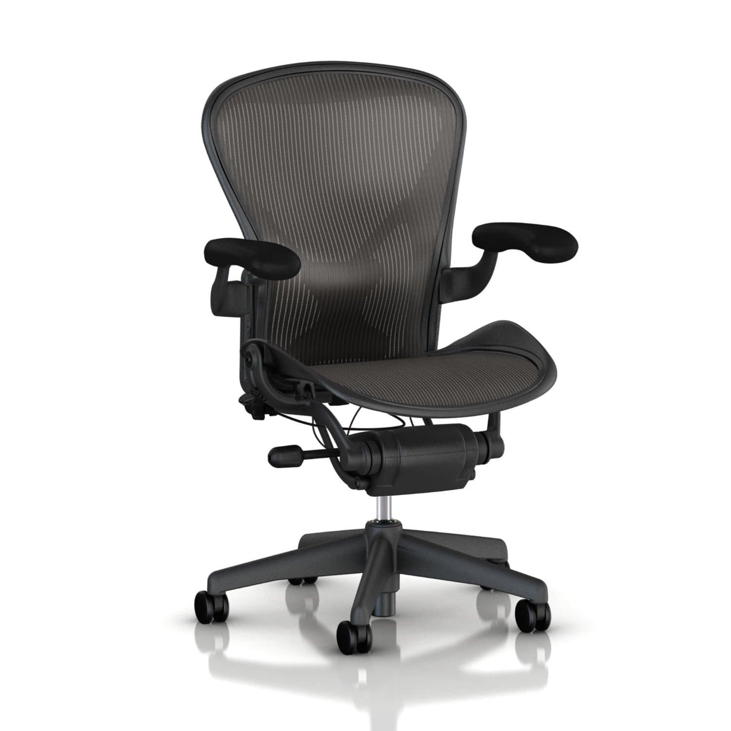 Aeron Tilt Limiter Task Chair, Adjustable Vinyl Arms, Graphite Frame/Carbon Classic Pellicle, Size B (Medium)