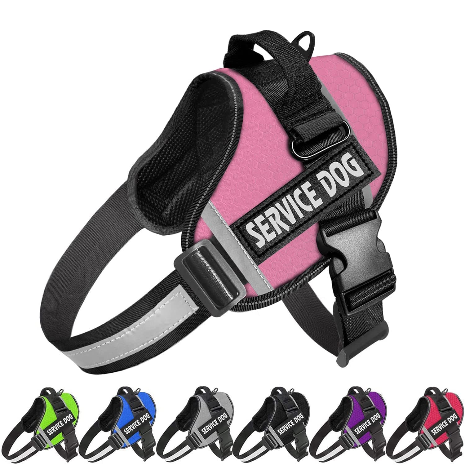 JSXDDog Harness,No-Pull Service Dog Harness with Handle Adjustable Outdoor Pet Dog Vest 3M Reflective Nylon Material Vest for Breeds,Easy Control for Small Medium Large Dogs