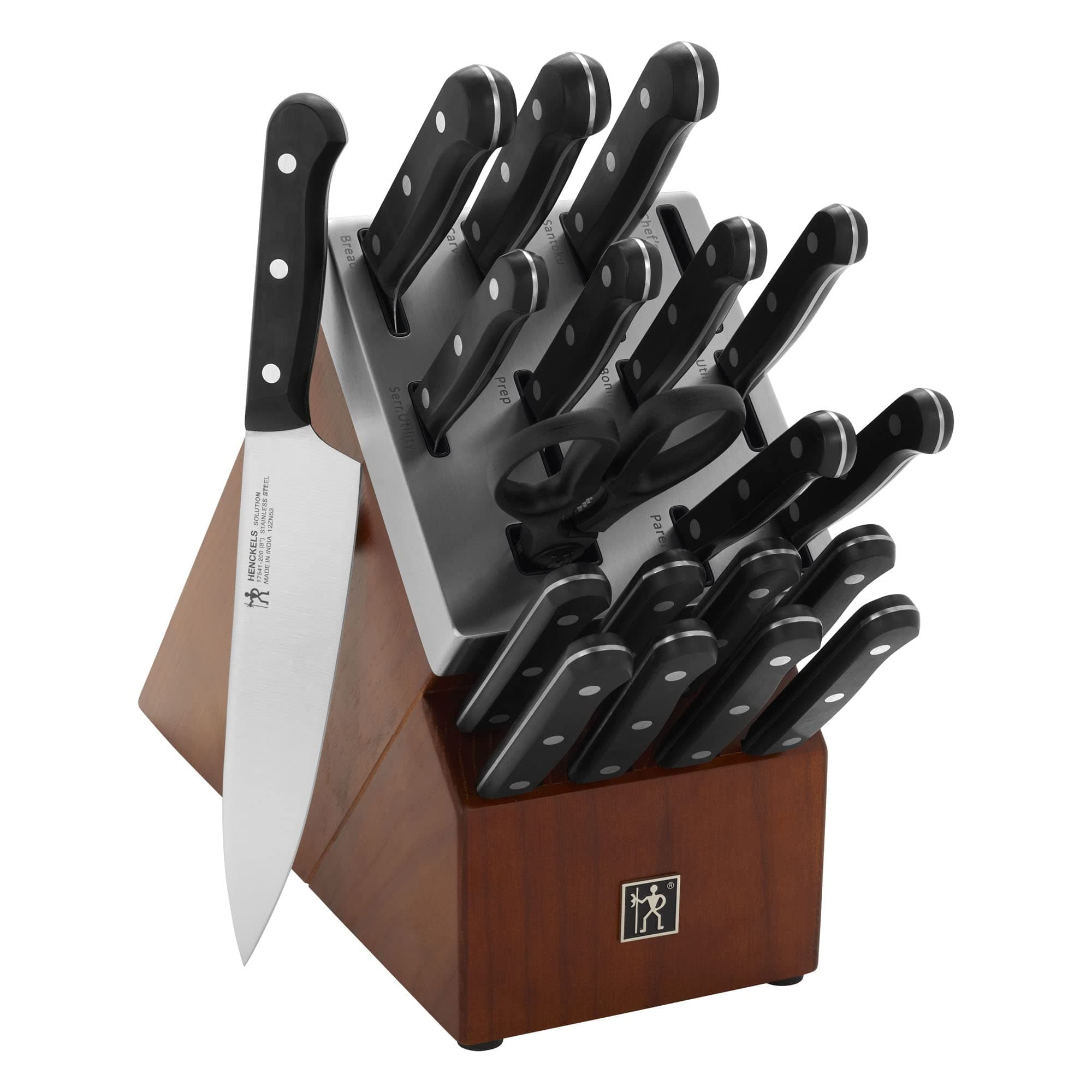 HENCKELS Solution Razor-Sharp 20-pc Knife Set, Chef Knife, Bread Knife, Steak Knife, German Engineered Informed by 100+ Years of Mastery
