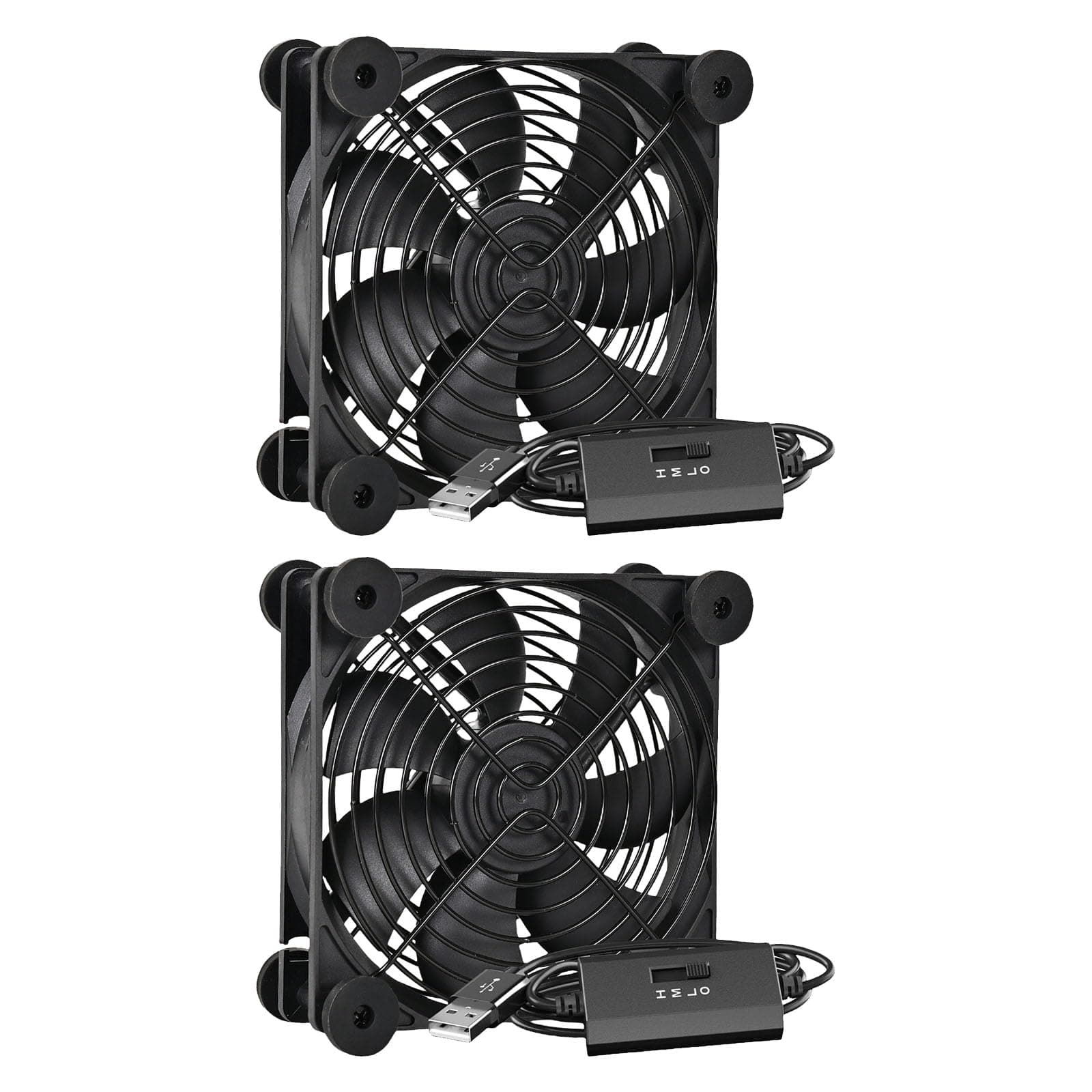 2Pcs USB Fan 120mm 5V With 3 Adjustable Speed Quiet Small Table Fan USB PC For Computer HDTV Box Receiver Router Office Desk