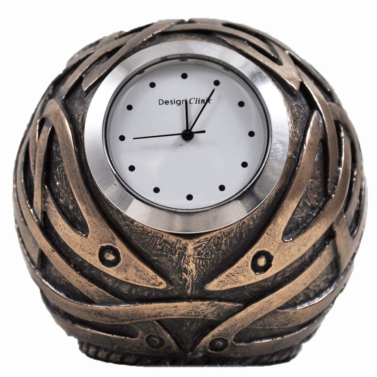 Celtic Design Bronze Ball Shaped Clock Bronze H7.2cm. Excellent Home Decor or Gothic Gift Idea