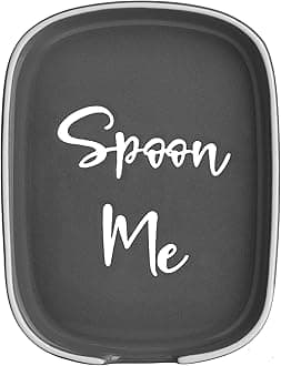 DAYYET Ceramic Spoon Rest for Stove Top, Extra Large Spoon Holder, Farmhouse Spoon Rest for Kitchen Counter, Coffee Spoon Rest, Heat-Resistant Cooking Utensil Rest, Farmhouse Kitchen Decor, Grey