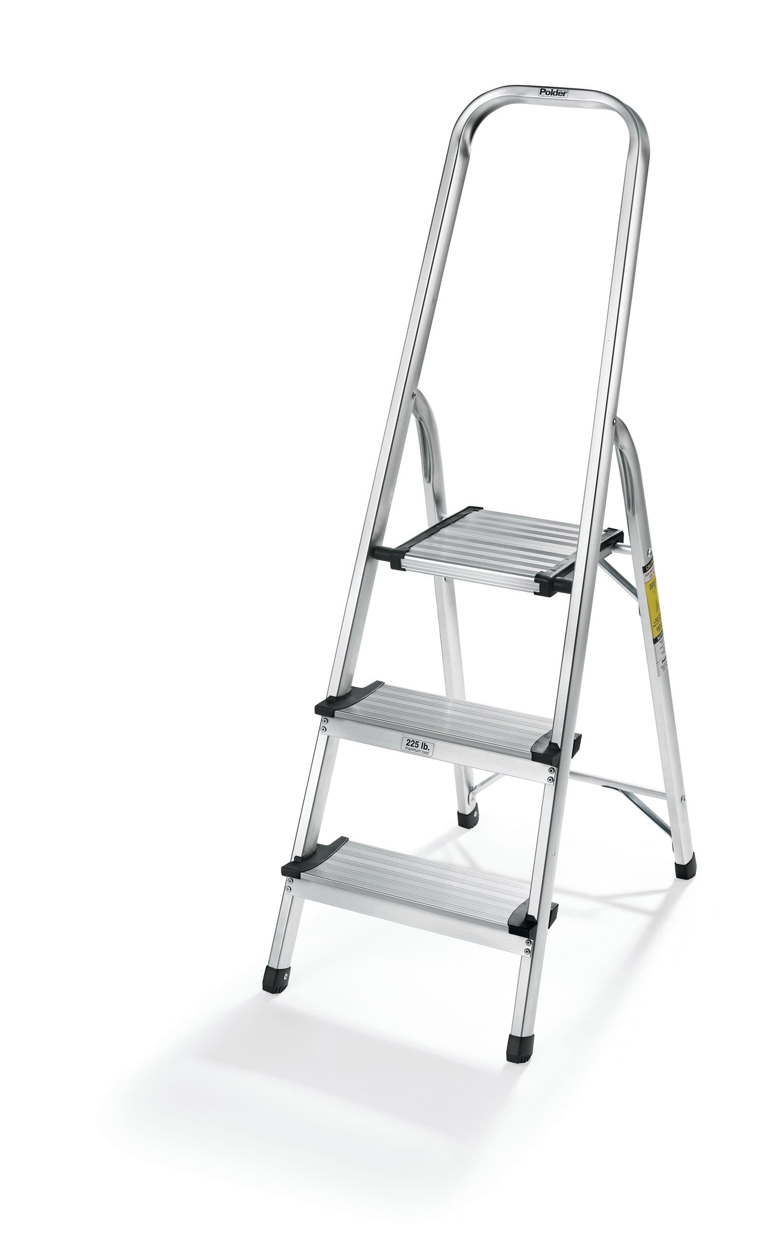 Polder LDR-3500RM Ultralight 3-Step Stool, 52.5" Tall, 24.5" Top Step, Aluminum