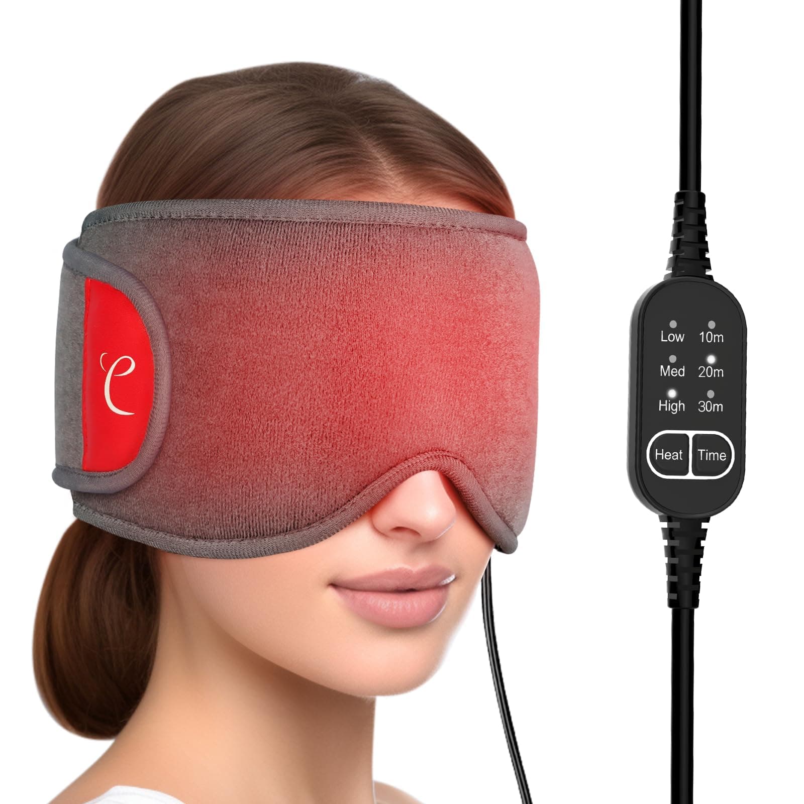 Comfytemp Heated Eye Mask with Large Coverage, Rechargeable Heat Pad with 3 Heating Levels, Timers, Electric Mask for Dry Eye, Warm Compress for Sinus & Head Comfort