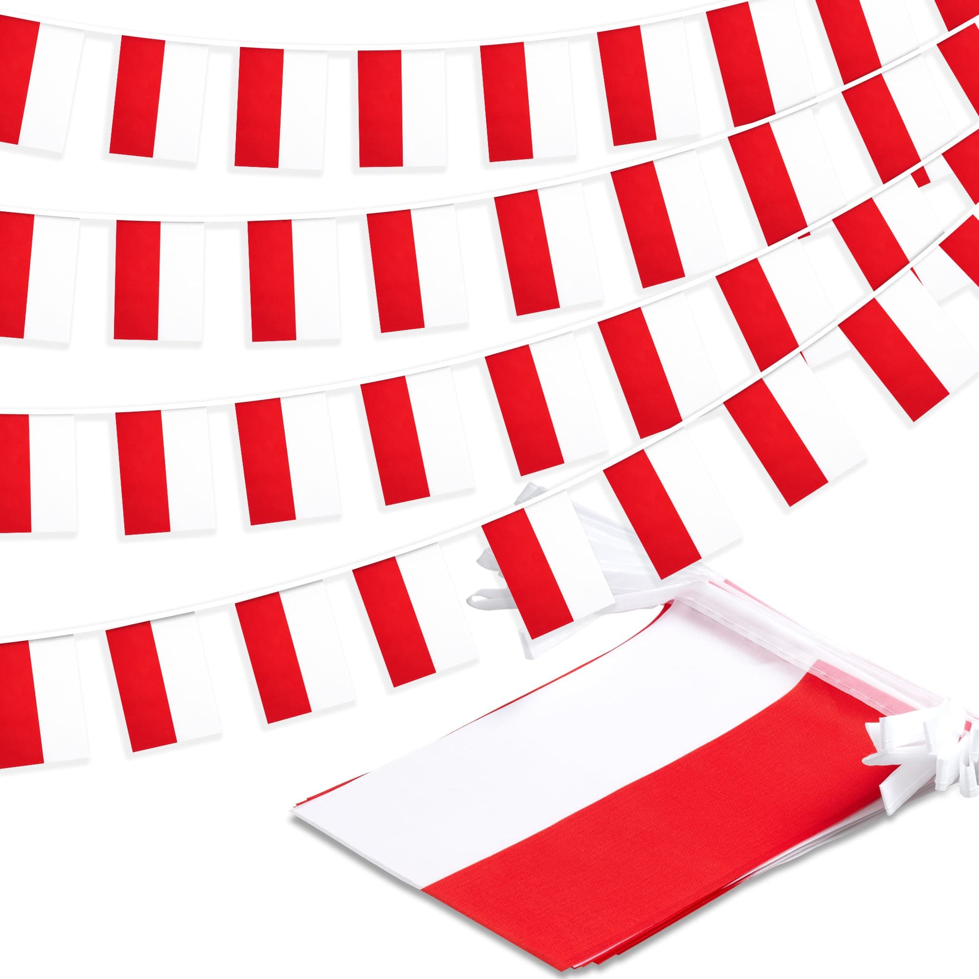 MVPRING Poland String Flag Pennant Banner, Small Mini Polish Flags Bunting Banner, National Country Decoration for School, Party, Sports Events, Patriotic Festival, 33 Feet 30 Flags