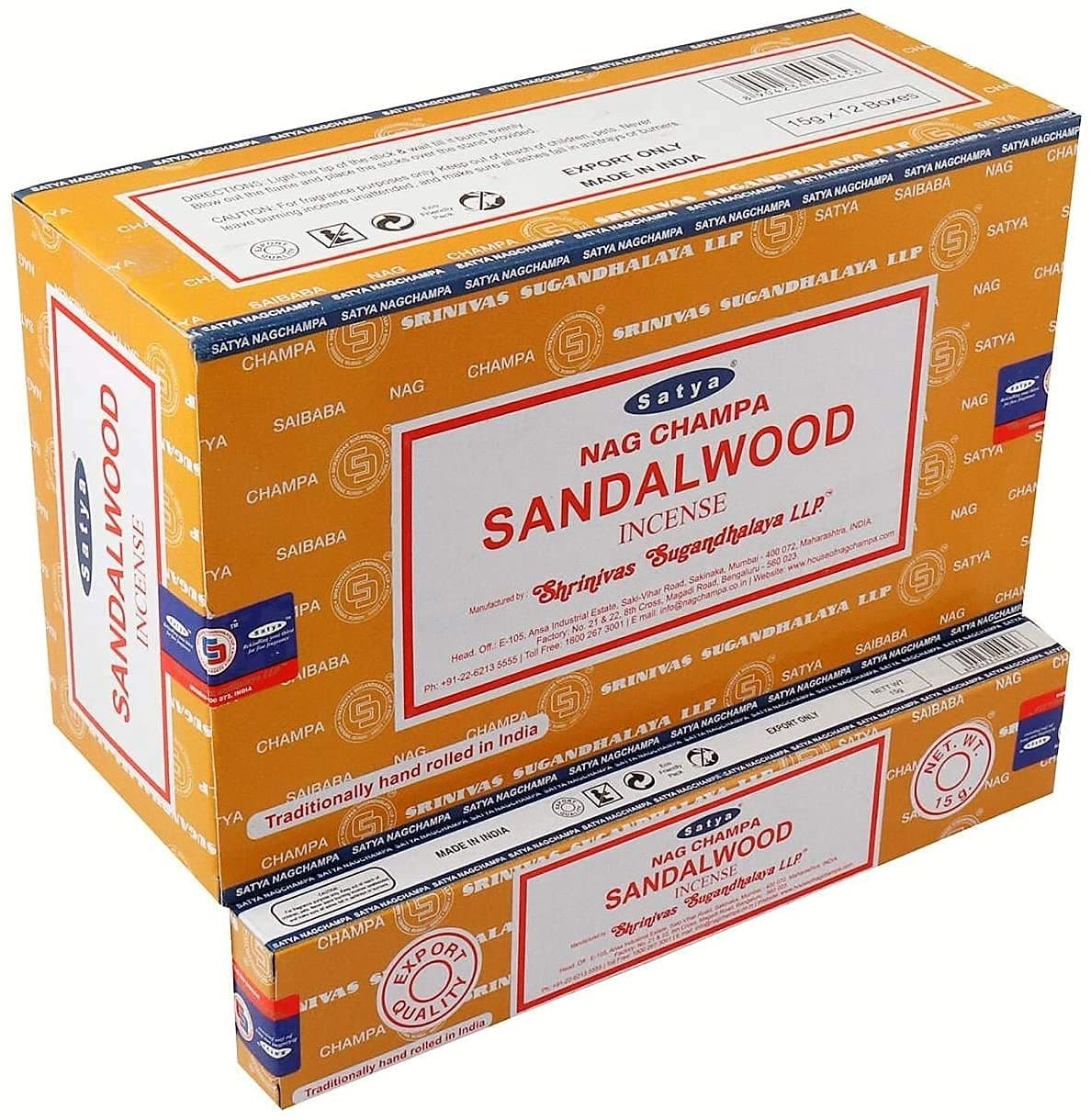 Nag Champa Sandalwood Incense Sticks - Box 12 Pack (Sandalwood)