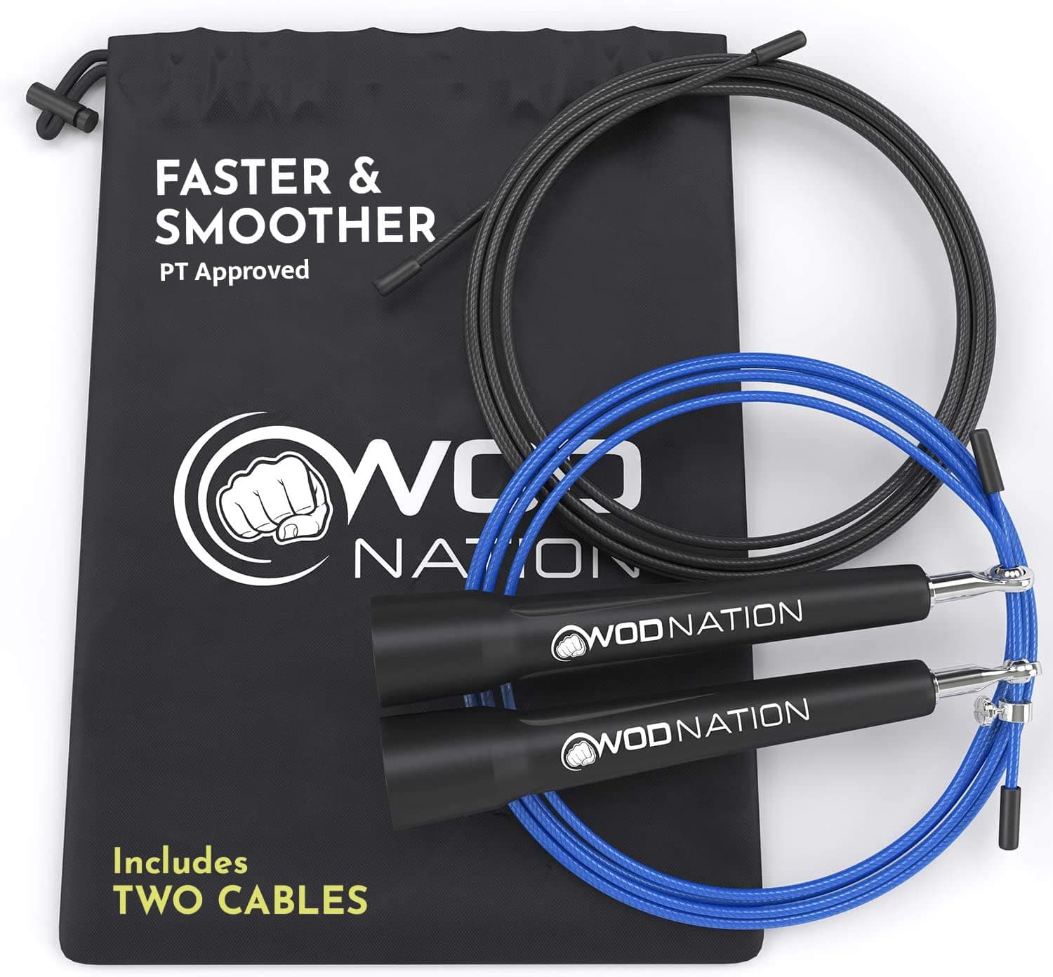 WOD Nation Speed Jump Best Exercise Fully Adjustable Speed Ropes for Cross Fitness Training, Boxing Endurance Training for Men, Women, Boys and Girls