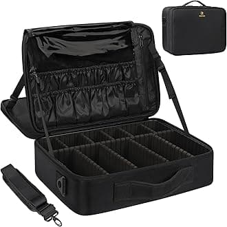 MONSTINA Large Makeup Case, 3 Layers Makeup Bag Cosmetic Organizer Brush Bag Barber Train Case Makeup Artist Box for Hair Curler Hair Straightener Brush Set and Cosmetics
