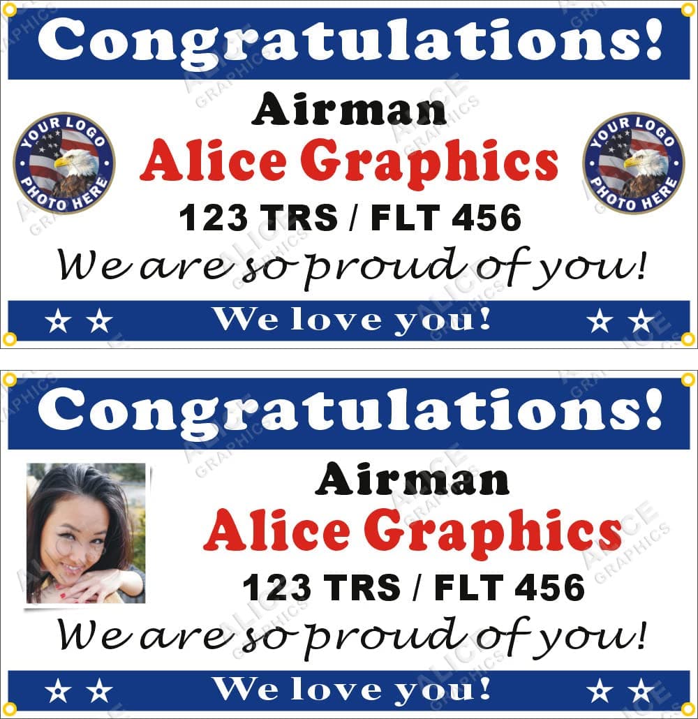 Custom22" X 44" Custom Personalized Congratulations Airman US Air Force Basic Military Training BMT Graduation Vinyl Banner Sign - Different Design Choices Available