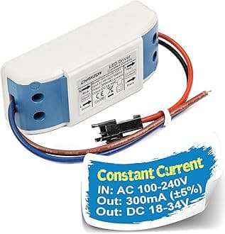 Chanzon LED Driver 300mA (Constant Current Output) 18V-34V (Input 100-240V AC-DC) (6-10) x1W 6W 7W 8W 9W 10W Power Supply 300 mA Lighting Transformer Drivers for High Power COB Chips (Plastic Case)