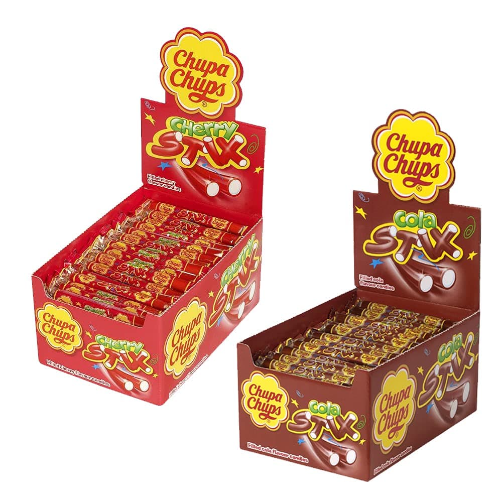 CHUPA CHUPS STIX MULTIPACK 10g, 150 PIECES FULL BOX - (CHERRY, COLA)