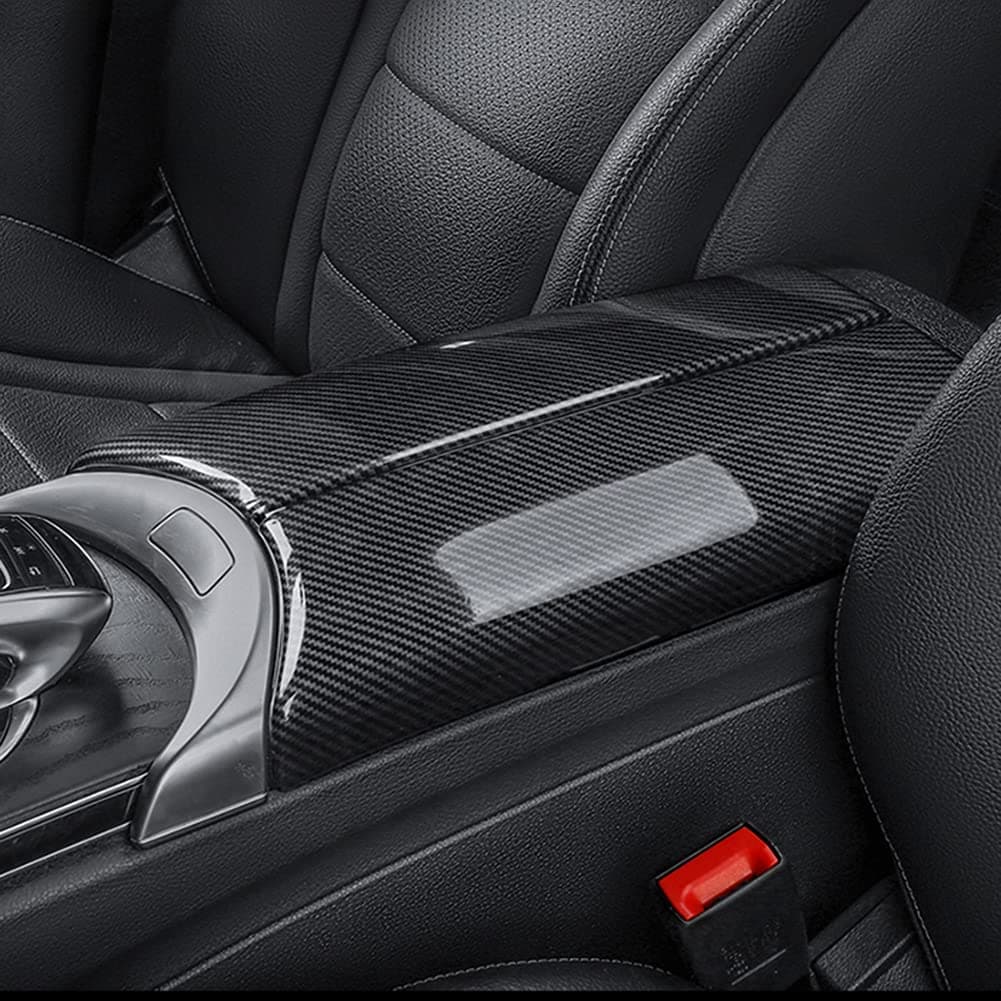 AOKIO Car Interior Center Console Armrest Storage Box Protective Cover Trim for Mercedes Benz C Class W205 GLC Class X253 Accessories 2015-2022 (Carbon Fiber Color)