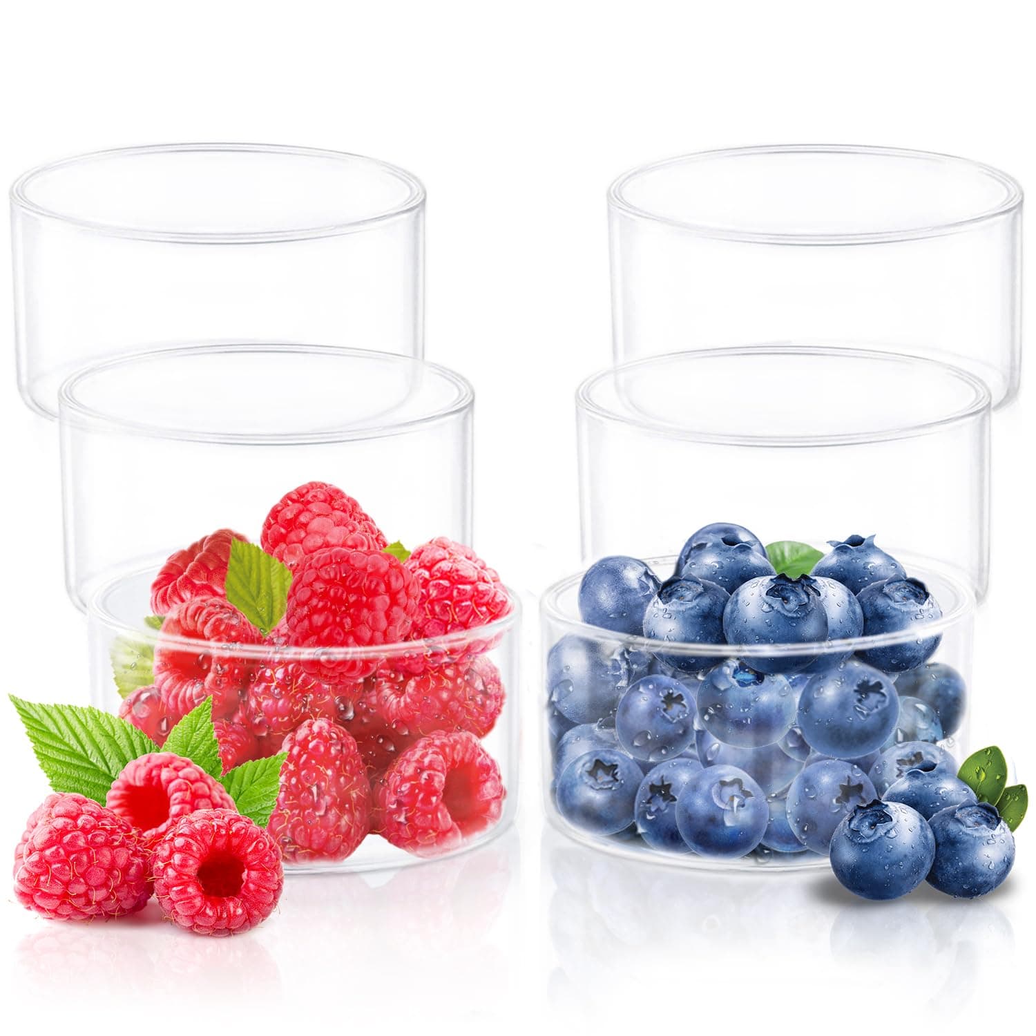 Stackable Serving Katorie Set | Borosilicate Glass Bowl for Kitchen & Dinning | Kattori Bowl for Serving Dips, Chutney, Herbs, Sauce, Ketchup | Microwave & Dishwasher Safe (180 ml)