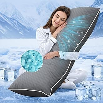 YZ HOME Cooling Body Pillow for Adults- Pillow Insert with Shredded Blue Memory Foam, Soft Support for Side Sleepper, Pregnant Women, Back Pain Relief, Washable Pillowcase (20x54 Inch, Grey)