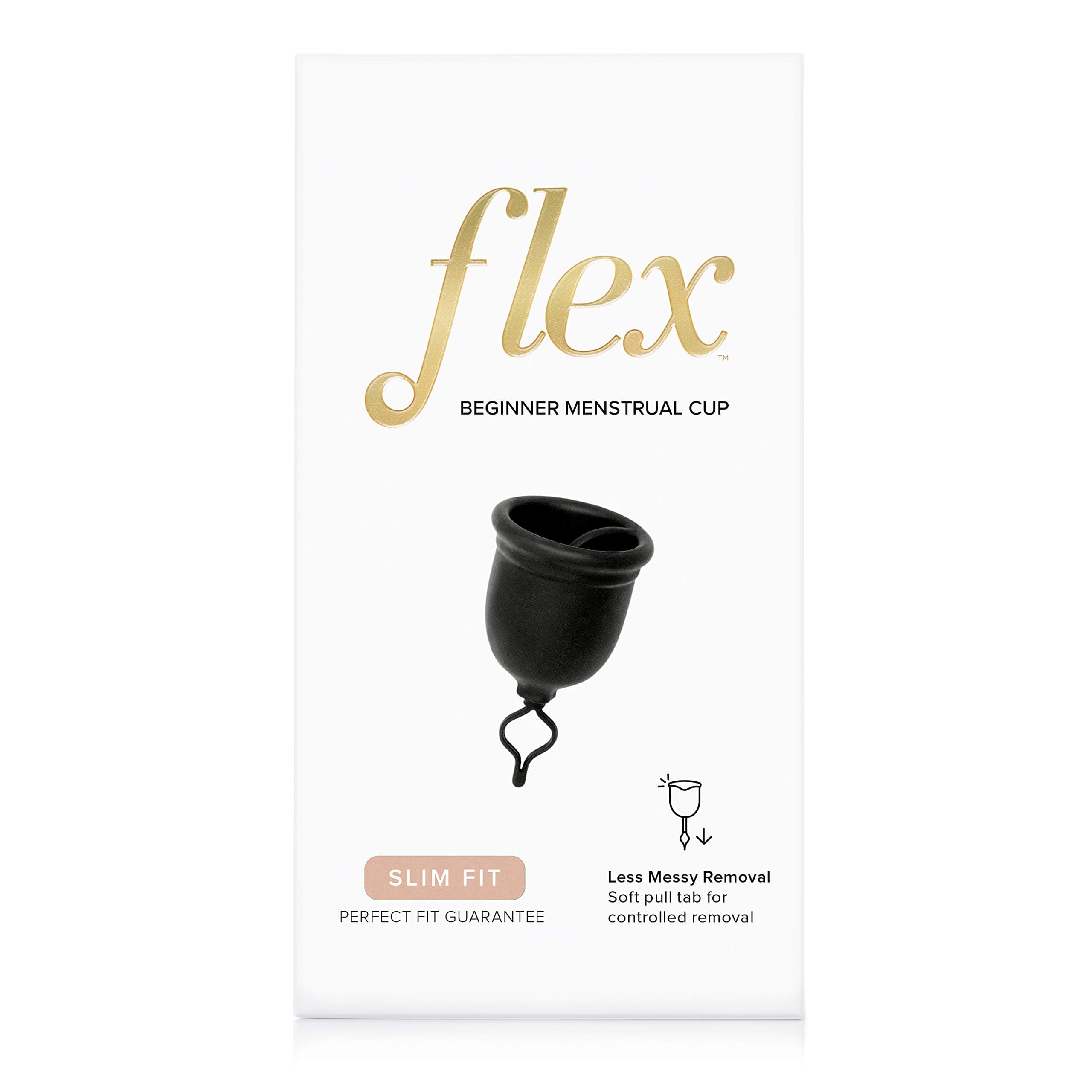 FLEXMenstrual Cup - Reusable Period Cup - Easy Removal Ring - Small - Black