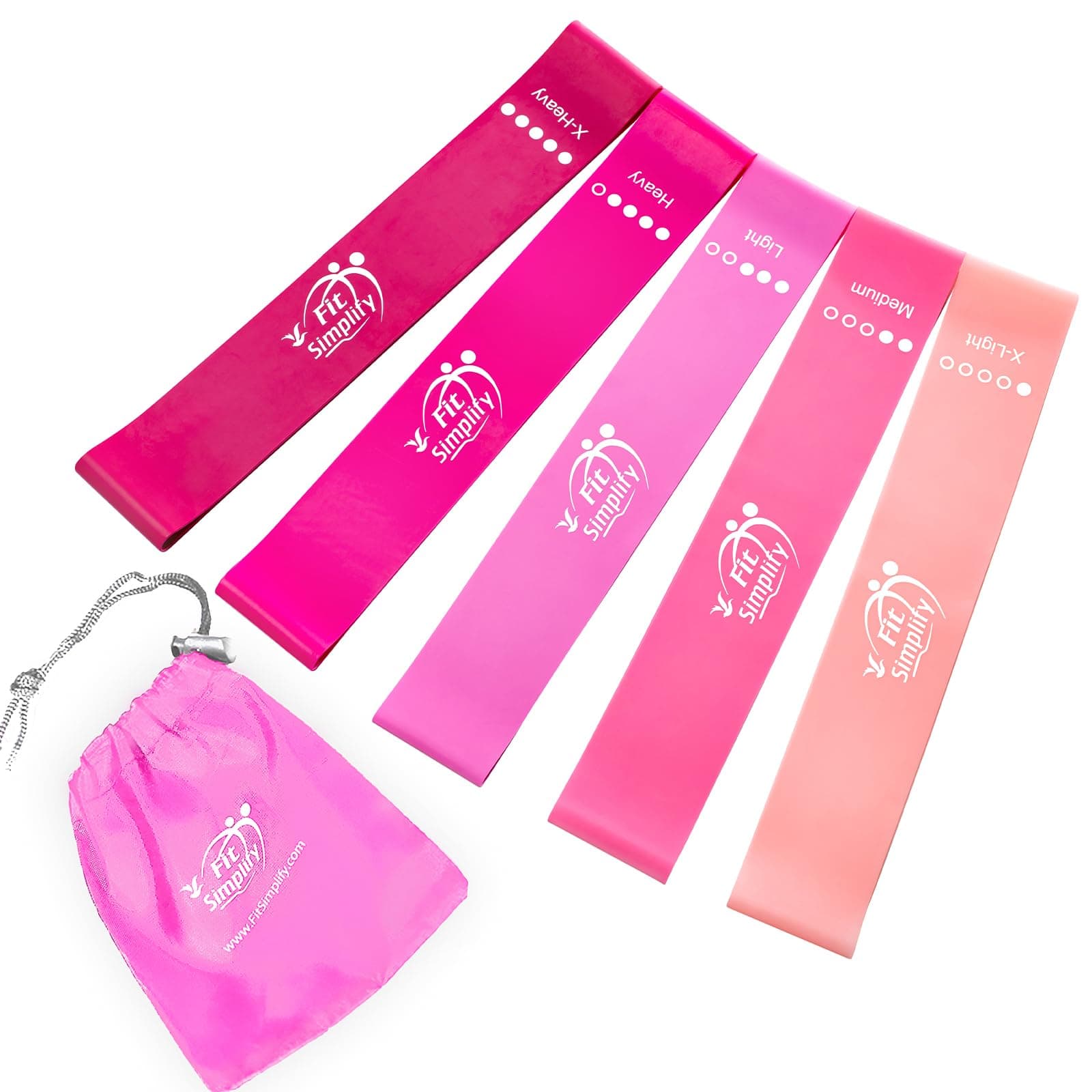 Resistance Loop Exercise Bands with Instruction Guide and Carry Bag, Set of 5