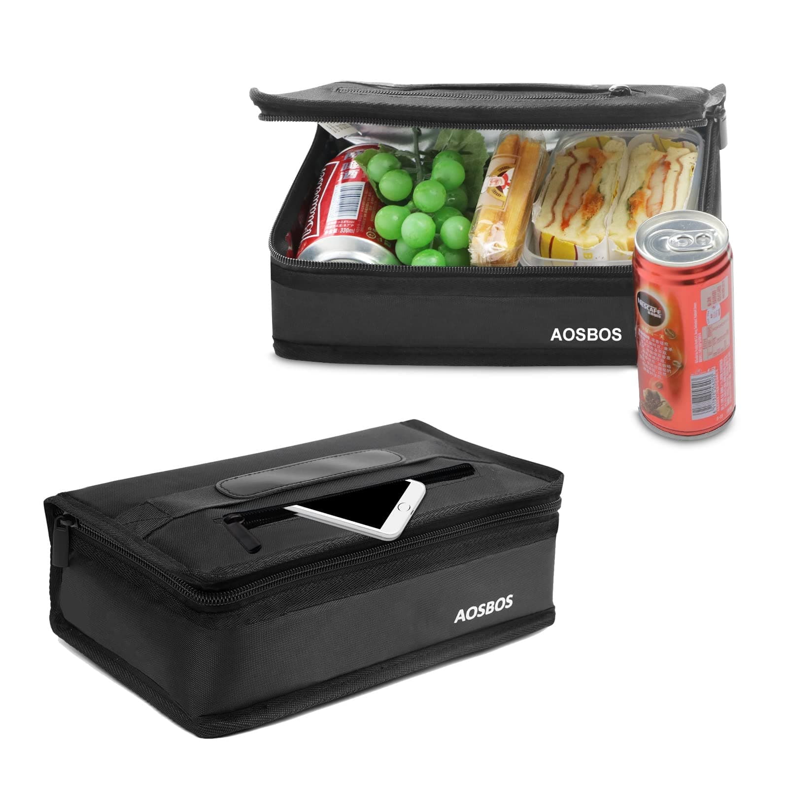 Aosbos Small Insulated Lunch Bag - Compact Lunch Box for Portion Control, Work & Office, Black